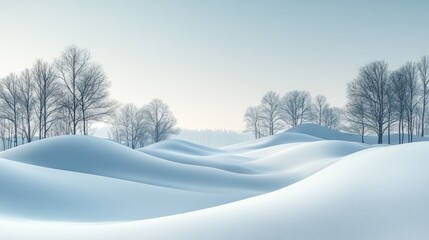 Fototapeta premium Snowy Hills with Bare Trees