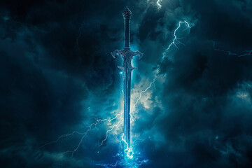 Fantastic weapon royal sword with beautiful handle and blade