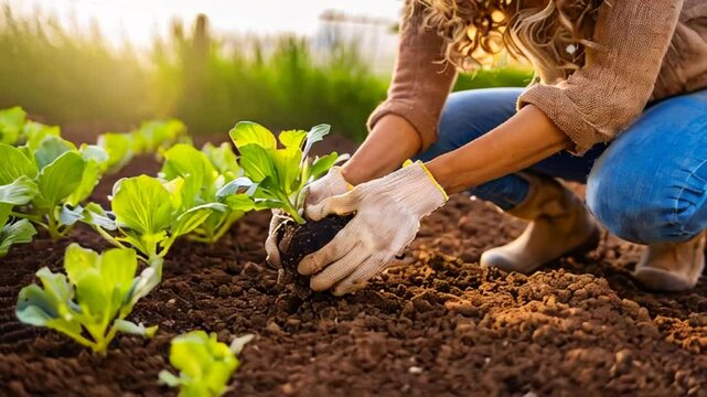 female hands hold a sprout to be planted in the soil. Environmental care, ecology, sustainable life, zero waste, no plastic, earth day. Ecology concept. The farmer is holding a young plant