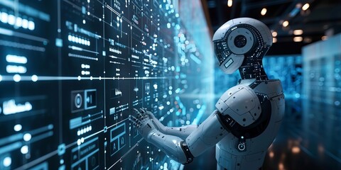 Fototapeta premium Digital representation of AI technology in a contemporary setting