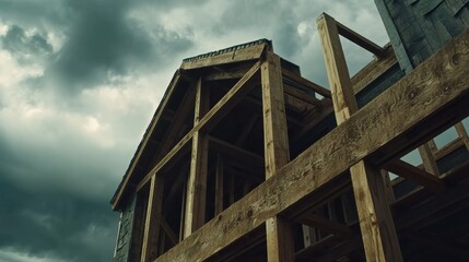 Wooden Framework of a Building Under Construction
