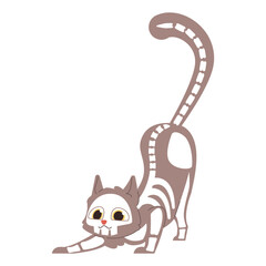 Cute Halloween Cat skeleton. Holidays cartoon character