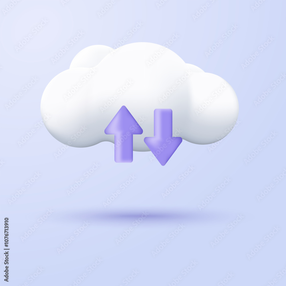 Poster cloud storage 3d icon. minimalist 3d design of data center, and cloud storage. 3d concept of cloud s