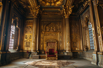 Obraz premium Fantastically throne of power of king or queen in throne room