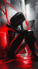 beautiful female figure covered le homme, artistic pose, surreal