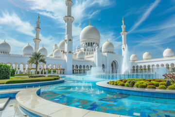 Fototapeta premium Fantastically beautiful fountain against backdrop of national park