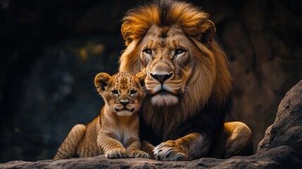 Fototapeta premium Majestic Lion and Cub