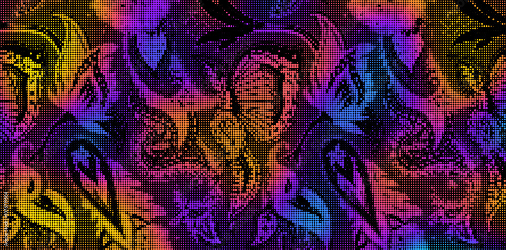 Poster abstract halftone textured illustration. vector blur paisley ornamental decorative background with h