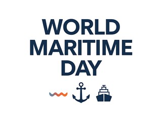 World Maritime Day Text with Anchor and Ship Icon