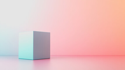 Obraz premium Minimalist Unboxing Scene Featuring a Smooth Gradient Background with a Soft Color Palette Ideal for Product Showcases and Modern Design Aesthetics