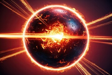 Obraz premium Captivating Sphere of Fiery Energy with Glowing Trails for Stunning Graphics and Vibrant Designs