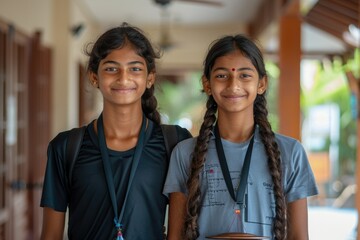 Fototapeta premium Indian siblings celebrate Raksha Bandhan festival with Poja Thali.