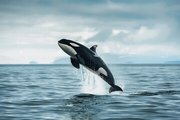 Naklejka premium Fantastically beautiful majestic huge whale in deep ocean