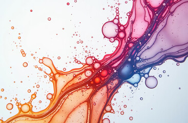Colorful liquid bubbles, white background. Serum texture, drops of gel or collagen.