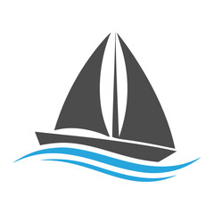 Minimalist Sailboat Vector Illustration with Waves