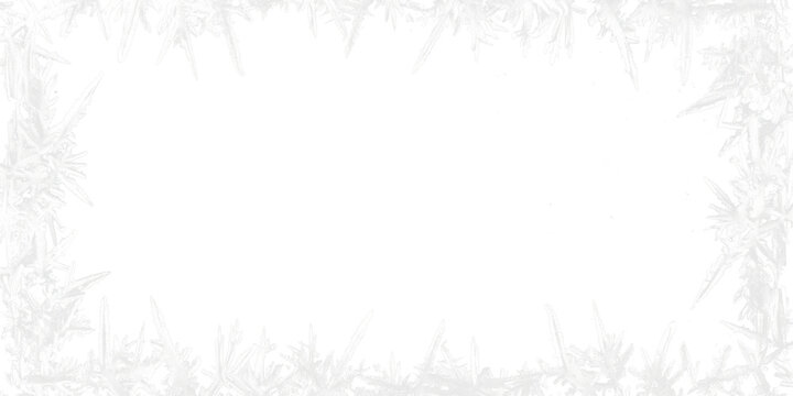 white frost winter ice and snow frame border isolated on white or transparent png