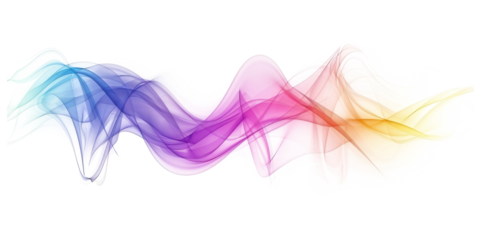 rainbow colorful smooth smoke wave design isolated on white or transparent png