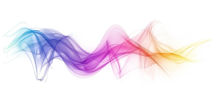 rainbow colorful smooth smoke wave design isolated on white or transparent png