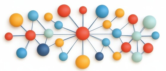 Obraz premium Explore the vibrant interconnectedness of ideas through a colorful infographic featuring diverse nodes and relationships