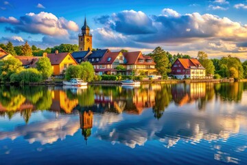 Obraz premium Stunning Architectural Photography of M?ritz See, R?bel, Mecklenburg Vorpommern, Germany - Scenic Lake Views and Unique Structures