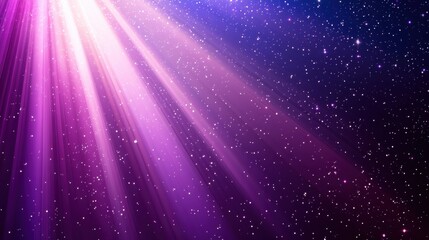 A cosmic scene featuring radiant light beams against a starry background.