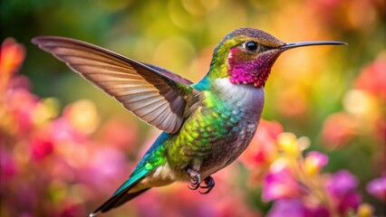 Fototapeta premium Stunning Closeup of a Hummingbird in Vibrant Colors for Nature Photography Enthusiasts