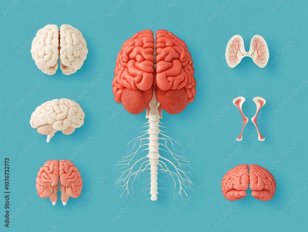 Poster detailed flat design showcasing the intricate anatomy and structure of the organ and nervous system 