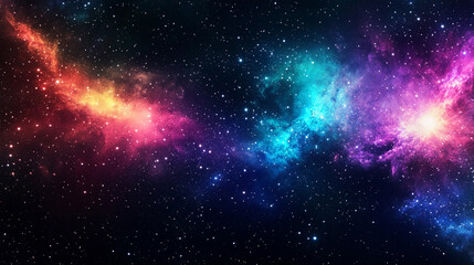 Naklejka premium Vivid cosmic clouds in a colorful night sky full of stars