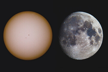 sun with moon closeup, 