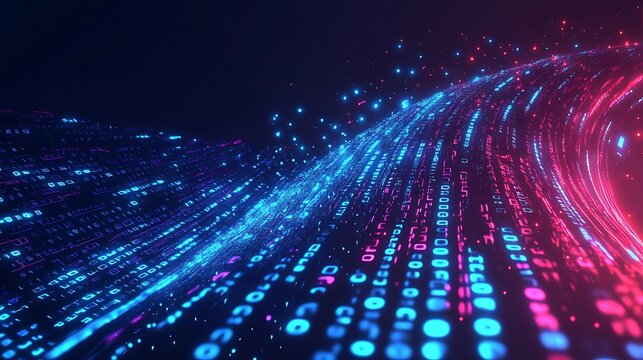 Abstract Digital Data Stream with Neon Colors