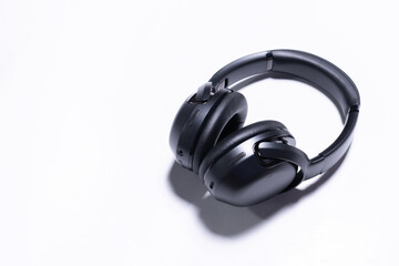Black headphones isolated on white background. After edits.