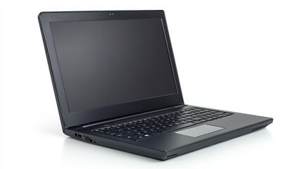 Blank-screened laptop isolated on white background with clipping path, providing full depth of field.