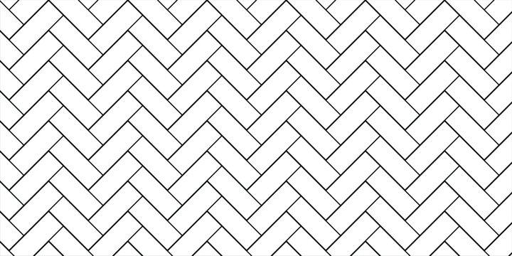 Herringbone pattern. Rectangles slabs tessellation. Seamless surface design with white slant blocks tiling. Floor cladding bricks. Repeated tiles ornament background. Mosaic motif. Pavement wallpaper