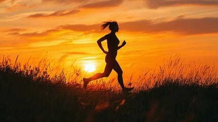 health wellness fitness running exercise sunset silhouette and the journey to vitality and personal growth.