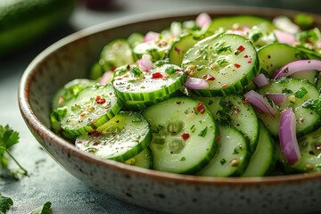 Cucumber Salad with Red Onion and Chili