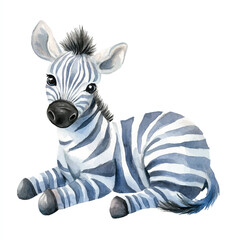 cute Zebra watercolor clipart illustration isolated