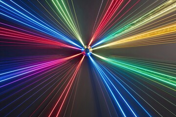 Vibrant Light Rays Emanate from a Central Point Creating a Stunning Visual Display on a Modern Canvas