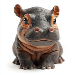 Adorable baby hippo figurine with realistic details, perfect for decorations and animal lovers.