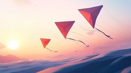 A design of kites in a simple format like blown in the wind