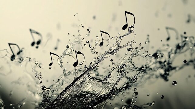 A design of musical notes in a simple format like blown in the wind