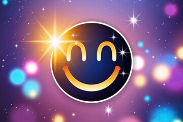 Naklejka premium Shiny Sparkle Emoticon Sticker Bright Twinkle and Shine Icon