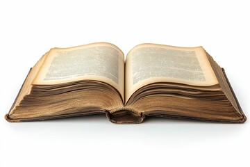 Obraz premium An Open Antique Book With Worn Leather Binding