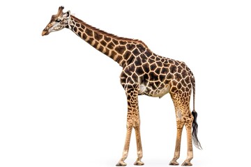 Obraz premium African giraffe isolated on a white background. Side view