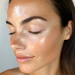 Fototapeta premium Elegant High-Fashion Beauty Portraits with Radiant Skin, Glamorous Makeup, and Luxurious Skincare Glow.