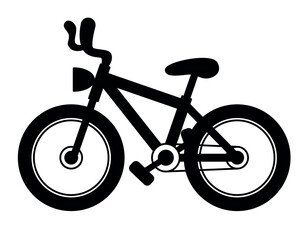 bicycle - black and white cartoon vector silhouette illustration of bike, isolated on white