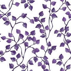 Elegant Minimal Mulberry Pattern Seamless Design for Textile Use, Perfect for Fashion, Home Decor, and Craft Projects with Vibrant Purple Accents