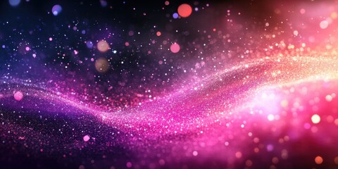 Fototapeta premium A stunning display of colorful cosmic dust swirls through the darkness of space, illuminated by countless stars scattered across the galaxy at night.