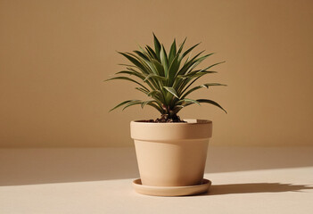 Fototapeta premium Stylish Potted Plant in a Soft Terracotta Pot