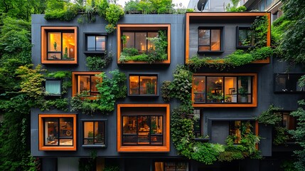 Factory in 2025 with sustainable technology, smart automation, renewable resources, green layout, clean emissions