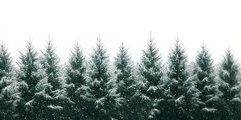 Obraz premium Real winter pine forest trees snow background.